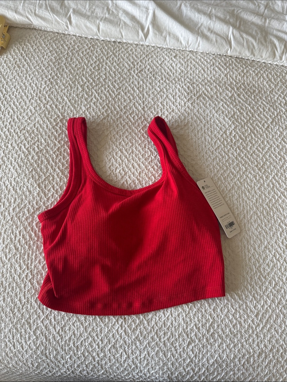 CRZ YOGA Red Ribbed Tank Bralette